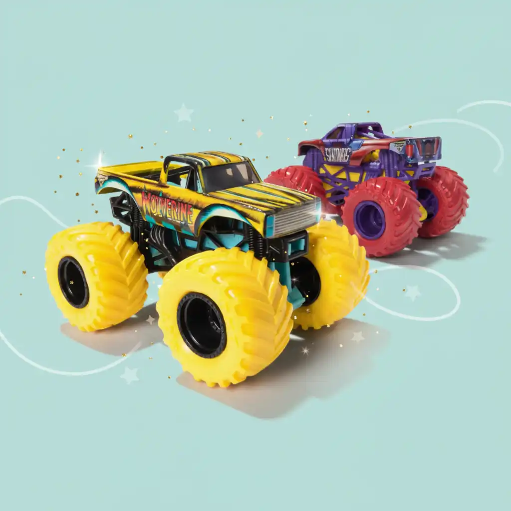 Crie seu próprio show de acrobacias com os caminhões Monster Jam.