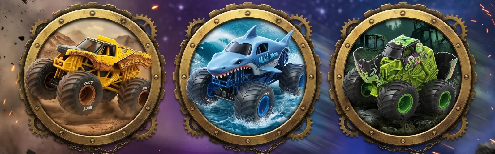 Liberte o poder dos heróis Marvel com os Monster Trucks de metal 1:64.