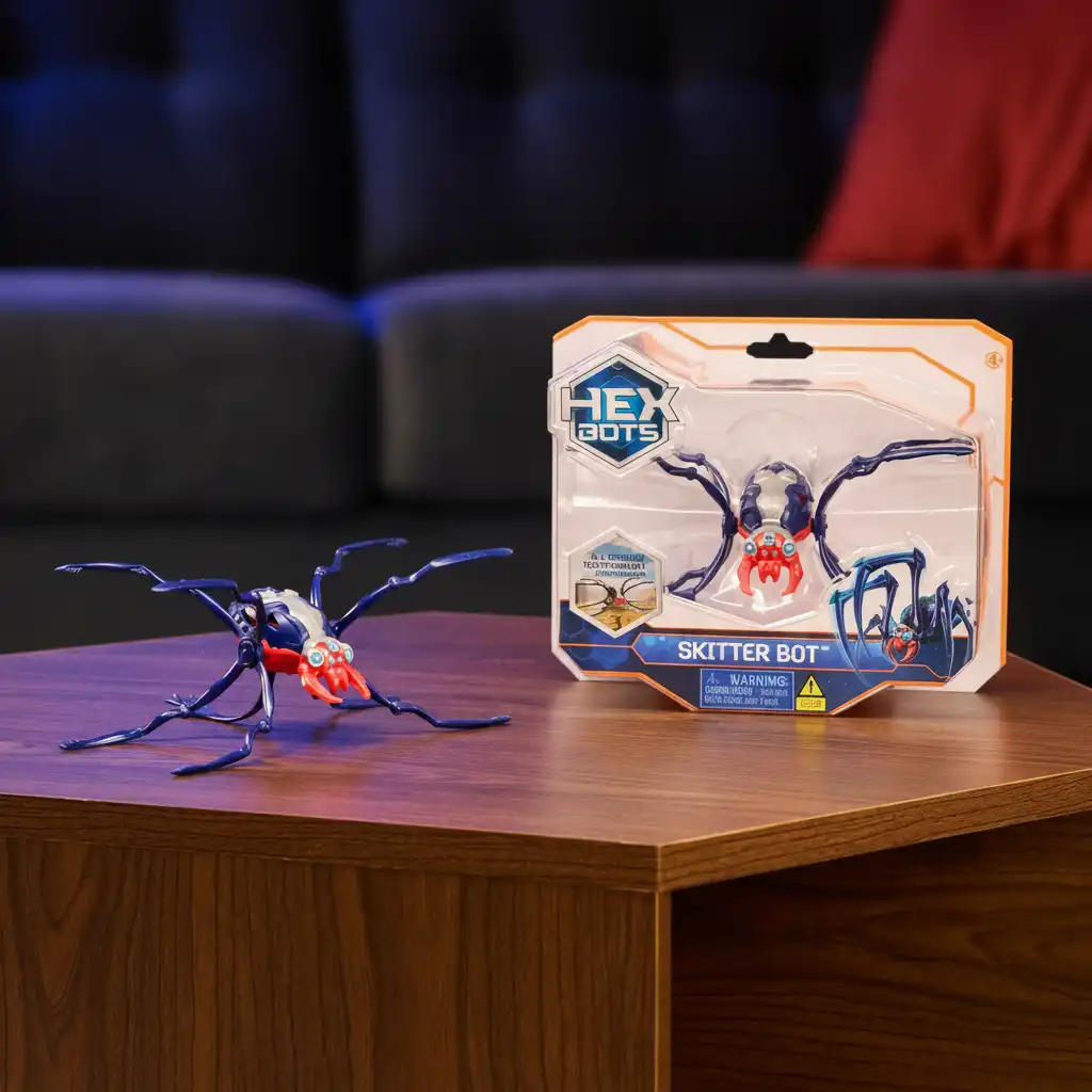 Acabamento de ponta e movimento realista do inseto robótico Hex Bots.