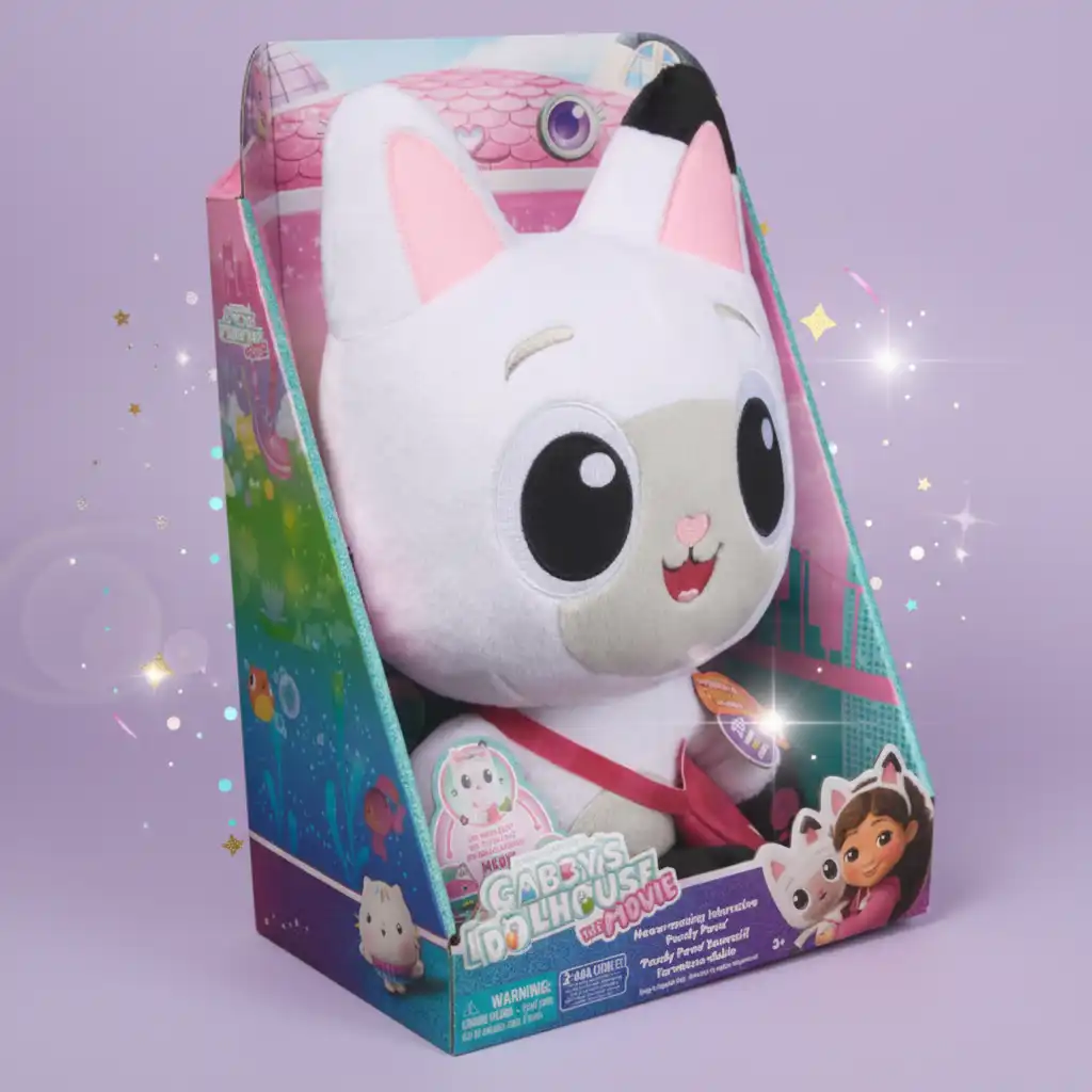Detalhes do peluche interativo Pandinha com acessórios.
