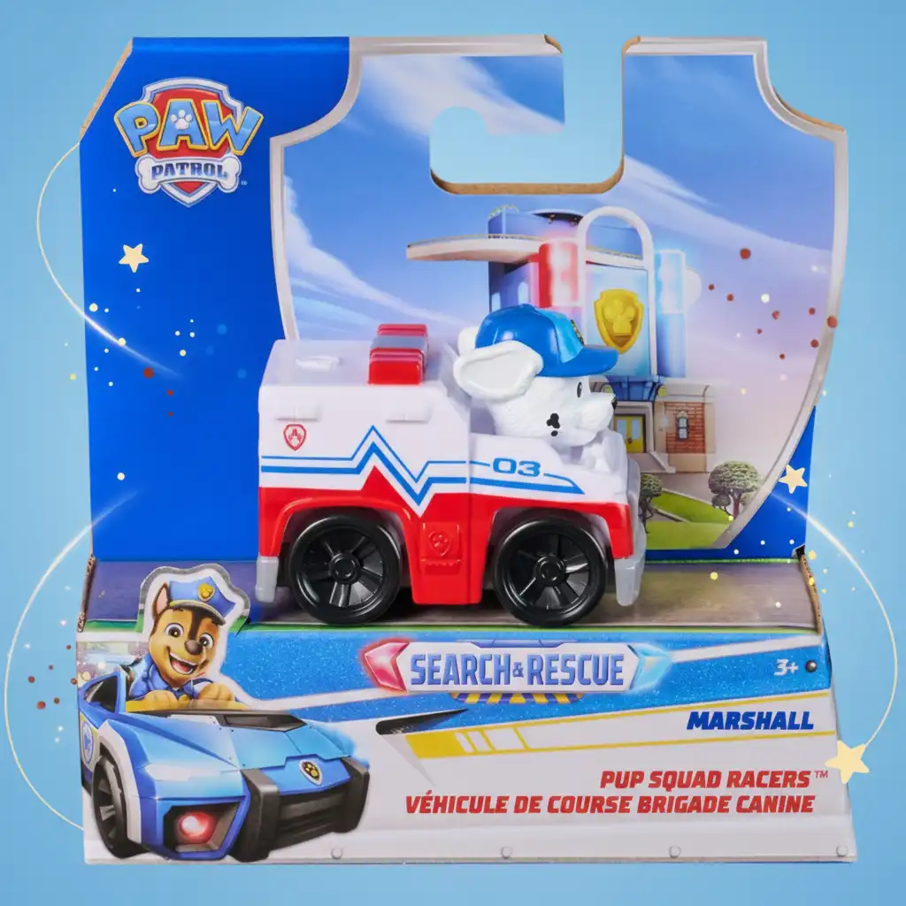 Entre em ação com o destemido bombeiro Marshall e seu veículo!