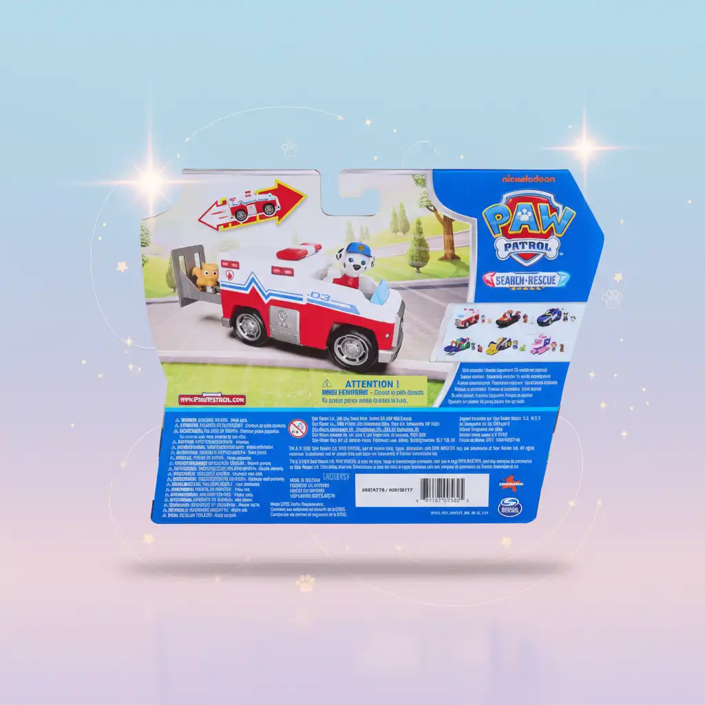 Acabamento de qualidade e detalhes autênticos do veículo de resgate Marshall.